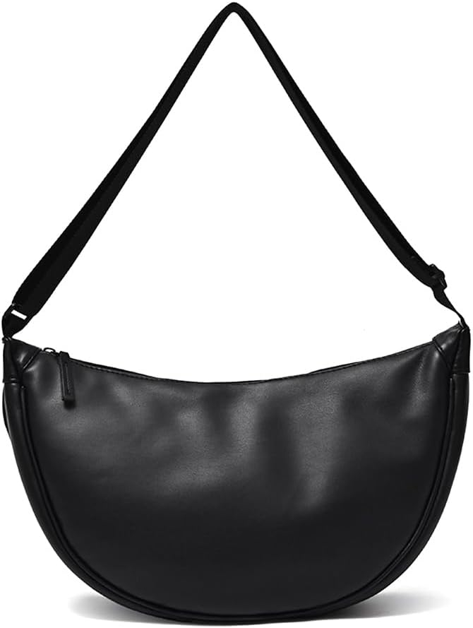 Crescent Crossbody Bag for Women Large PU Leather Crescent Shoulder Purse Lightweight Hobo Sling Bag