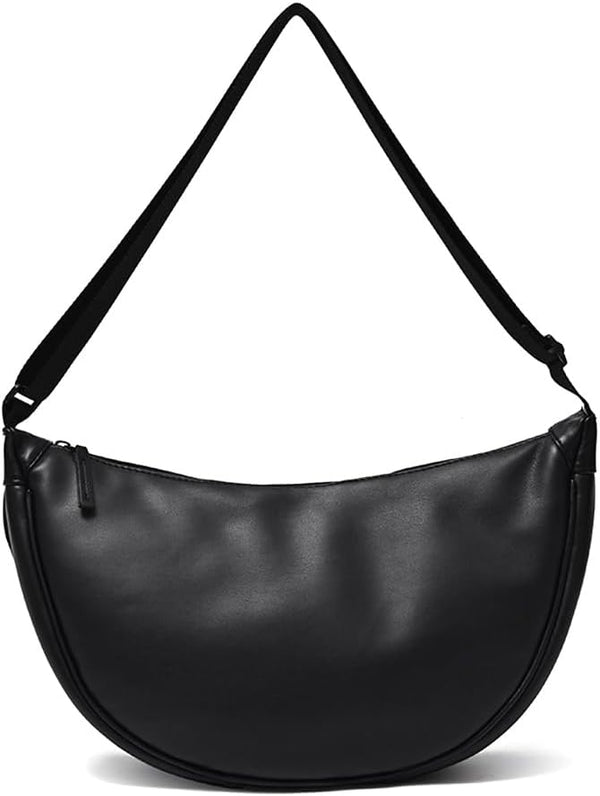Crescent Crossbody Bag for Women Large PU Leather Crescent Shoulder Purse Lightweight Hobo Sling Bag