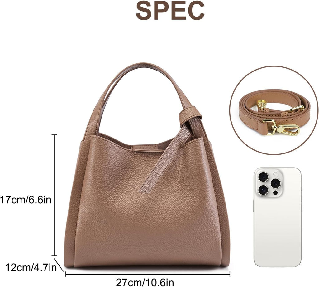 Bucket Bags for Women, Genuine Leather Handbags Small Crossbody Purses, Shoulder Bags with an Adjustable Strap