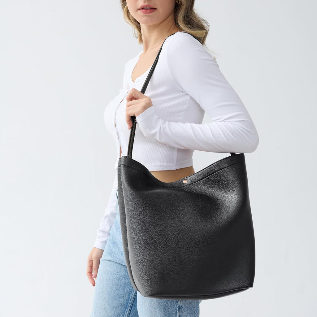 Bags for Women Vegan Leather Bucket Bags Minimalist Shoulder Handbag
