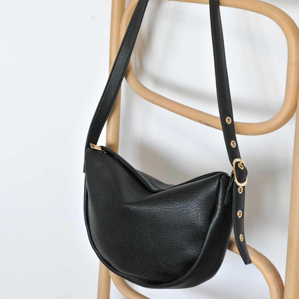 Crescent Crossbody Bag Hobo Sling Bag Women Vegan Leather Shoulder Handbag with Adjustable Strap